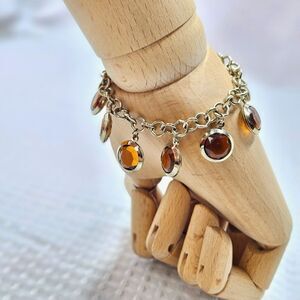 Subway Dangle Bracelet  Dark Honey & Gold